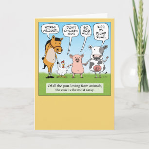 Carte Animaux de ferme sassy mignons et amusants Anniver