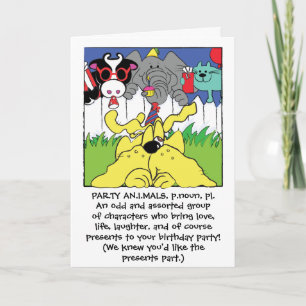 Carte Animaux de fête Drôle Anniversaire Salutation