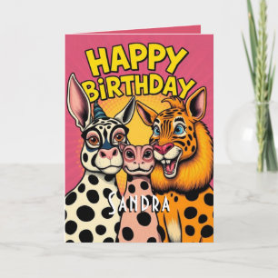 Carte Animaux De Fête Drôle Mignonne Joyeux Anniversaire