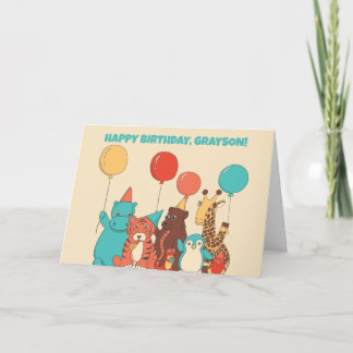 Carte Animaux de Fête Enfants Anniversaire Personnalisé