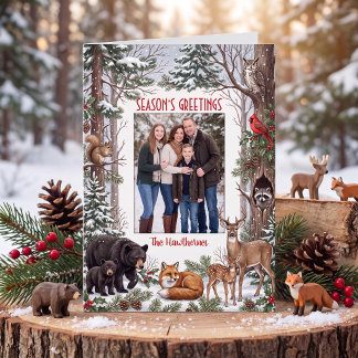 Carte Animaux de la forêt Famille Photo Vœux de saison