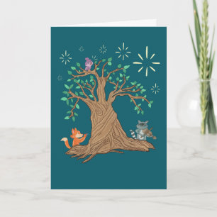 Carte Animaux de la forêt jouant de la musique Art fol