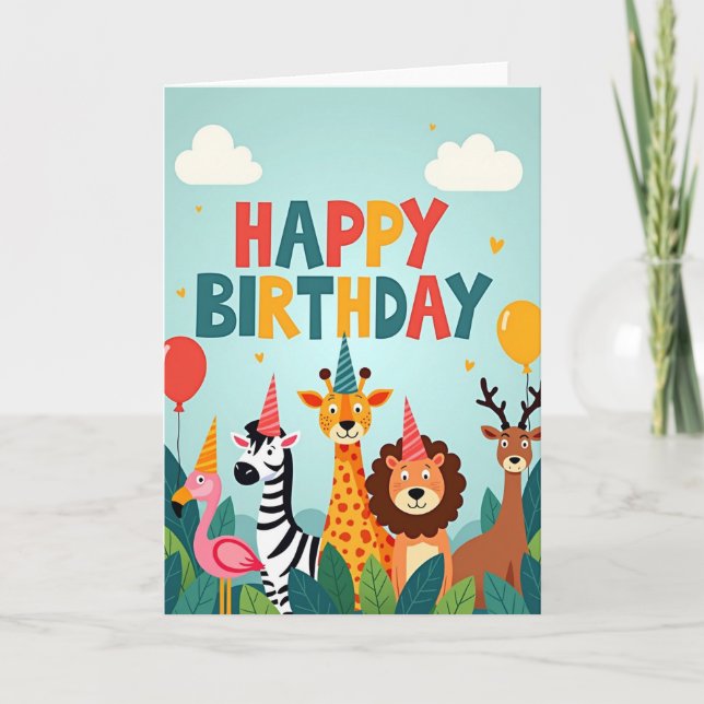 Carte Animaux de la Jungle Joyeuse (Devant)