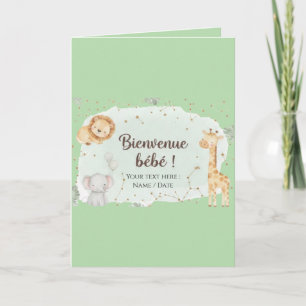 Carte Animaux de la Savane Aquarelle - Bienvenue Bébé