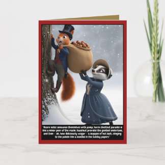Carte animaux de Noël victoriens