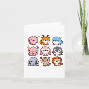 Carte Animaux de Zoo Autocollant Dessin Animé Mignon 