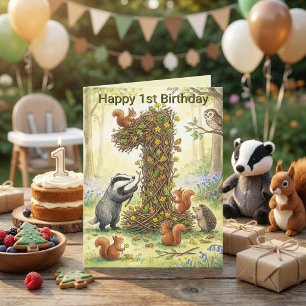 Carte Animaux des Bois Numéro 1 Photo Premier Annivers