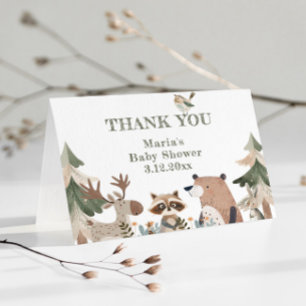 Carte Animaux des forêts Baby shower forestier Merci