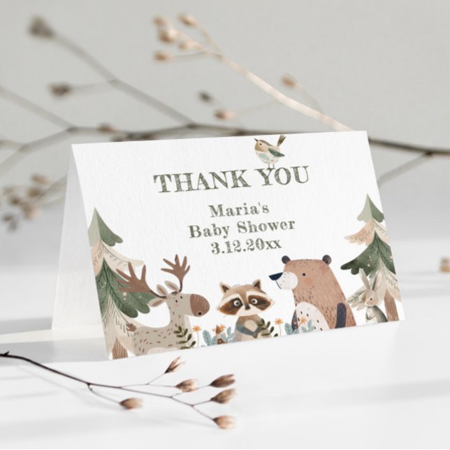Carte Animaux des forêts Baby shower forestier Merci (Créateur téléchargé)