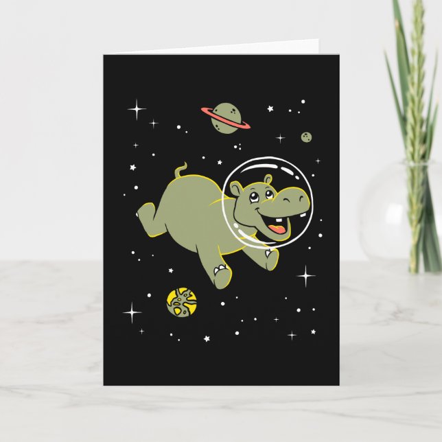 Carte Animaux d'hippopotame dans l'espace (Devant)
