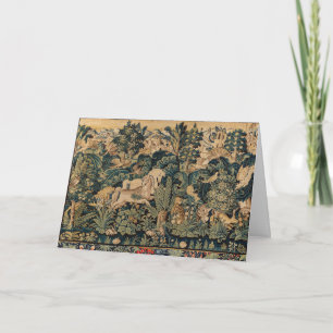 Carte ANIMAUX FANTASTIQUES, CHEVAUX, Floral Bleu Vert de