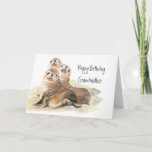 Carte Animaux mignons d'aquarelle d'anniversaire de<br><div class="desc">Groupe de joints curieux se reposant sur les roches vous souhaitant une grand-mère de joyeux anniversaire,  scellé avec le baiser</div>