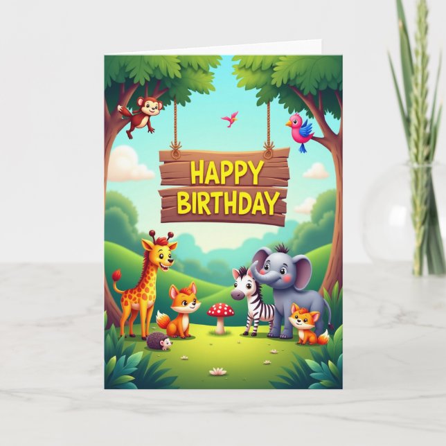 Carte Animaux Sauvages de Fête (Devant)
