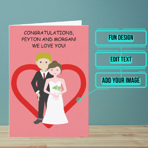 Carte Animé Blond Couple Wedding Day Félicitations