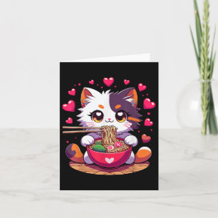 Carte Anime Chat Manger Des Nouilles De Ramen Avec Le Co