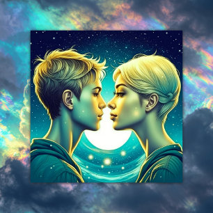 Carte Anime couple romantique personnalisé pour la Saint