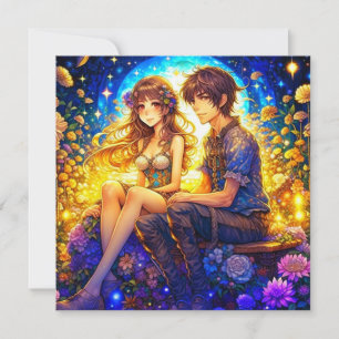 Carte Anime Couple Romantique Personnalisé pour la Saint