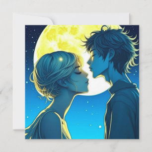 Carte Anime de couple romantique personnalisé pour la Sa