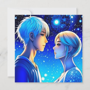 Carte Anime de couple romantique personnalisé pour la Sa
