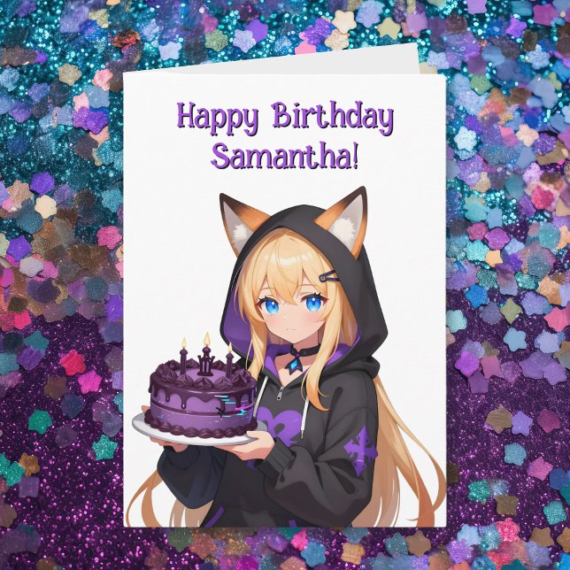 Carte Anime Fille et Dragon Joyeux Anniversaire  (Créateur téléchargé)