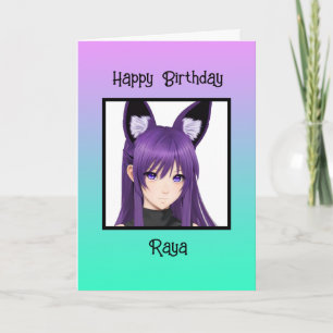 Carte Anime Girl Purple Anniversaire Personnalisé