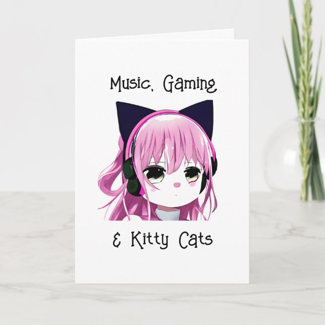 Carte Anime Girl with Cat Ears Anniversaire (Devant)