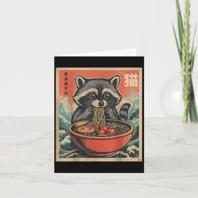 Carte Anime Raccoon Ramen Japonais Drôle Kawaii Cadeaux  (Devant)