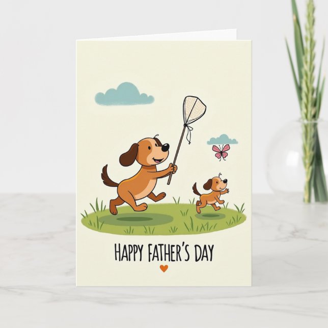 Carte animée de la fête des pères avec des chiens (Devant)