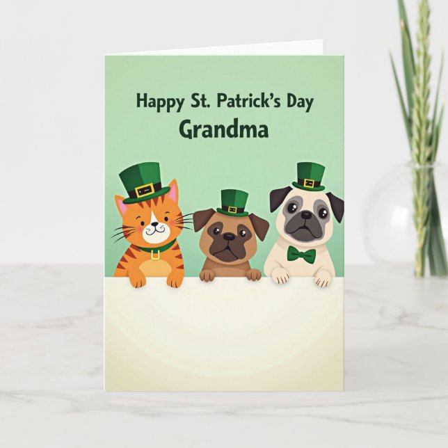 Carte animée de la Saint-Patrick pour grand-mère (Devant)