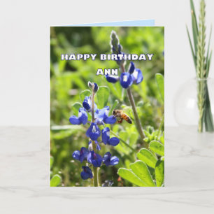 Carte Ann Texas Bluebonnet Joyeux anniversaire