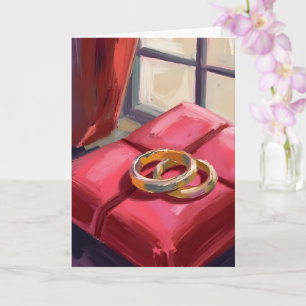 Carte Anneaux de mariage en or aquarelle