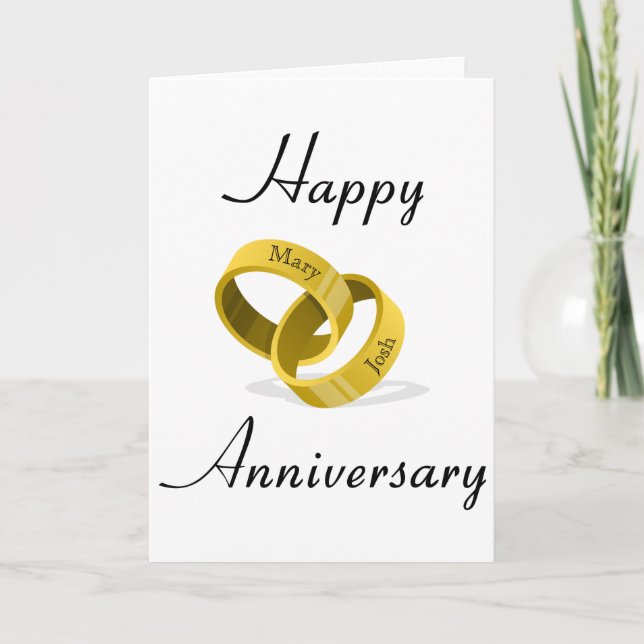 Carte Anneaux de mariage entrelacés - Noms personnalisés (Devant)