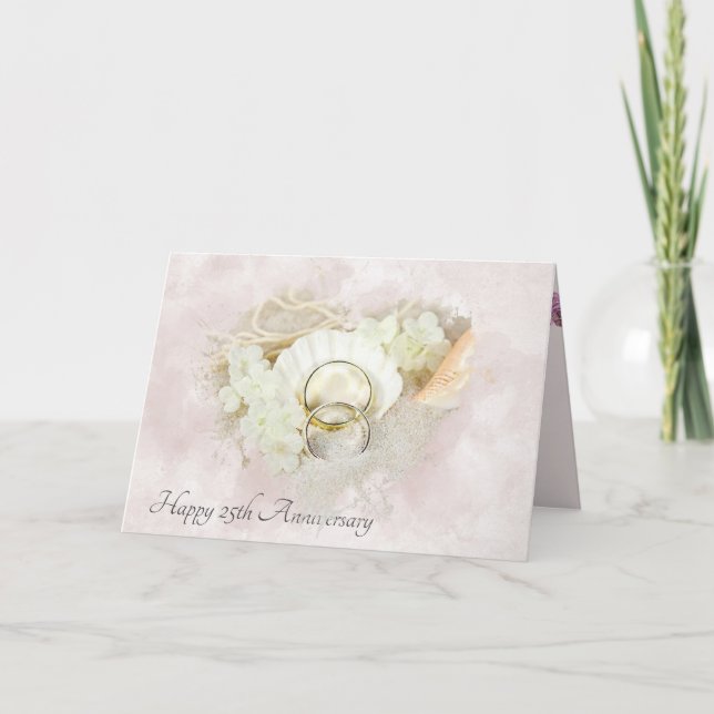 Carte Anneaux mariages à Seashell1 25e anniversaire (Devant)