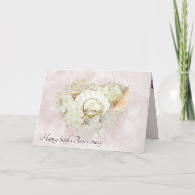 Carte Anneaux mariages à Seashell 60e anniversaire (Devant)