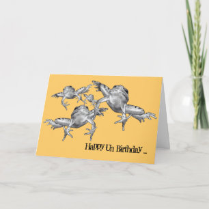 Carte Année bissextile Anniversaire : Grenouilles bondis