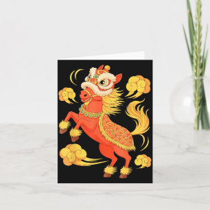Carte Année Cheval de Feu Illustration Lunaire Chinoise
