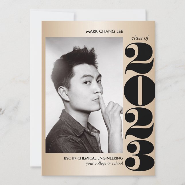 CARTE ANNÉE D'OR | NOIR BOLD COLLEGE DIPLÔME PHOTO (Devant)