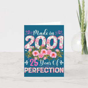 Carte Année En 25 Ancien 2001 Floral 25e