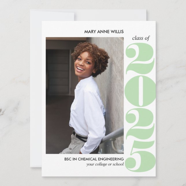 CARTE ANNÉE ÉPIQUE | DIPLÔME DE PHOTO DE COLLÈGE VERT MI (Devant)