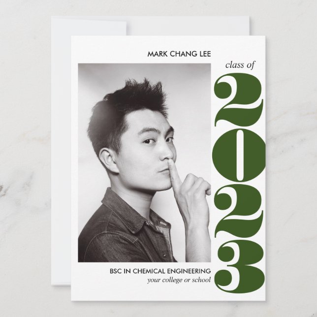 CARTE ANNÉE ÉPIQUE | GRADUM DE PHOTO DE COLLÈGE VERT (Devant)