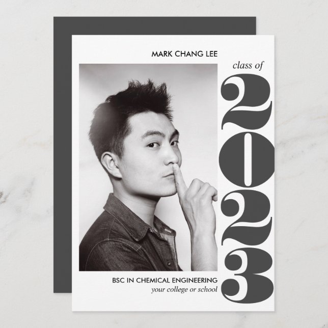 CARTE ANNÉE ÉPIQUE | GRAY BOLD COLLEGE PHOTO GRAY (Devant / Derrière)