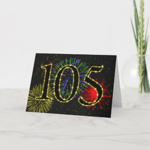 Carte anniversaire 105e avec feu d'artifice