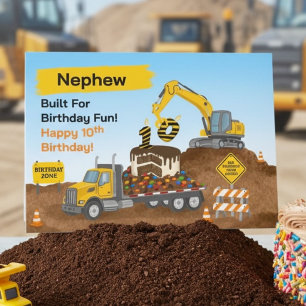 Carte Anniversaire 10 ans de mon neveu sur un chantier a