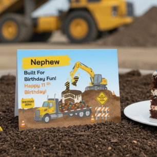 Carte Anniversaire 11 ans de mon neveu sur un chantier a