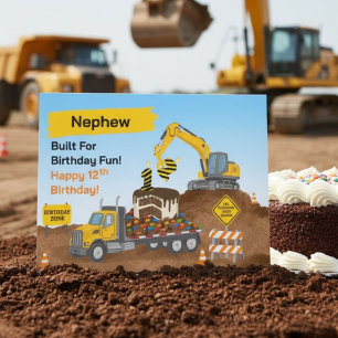 Carte Anniversaire 12 ans de mon neveu sur un chantier d