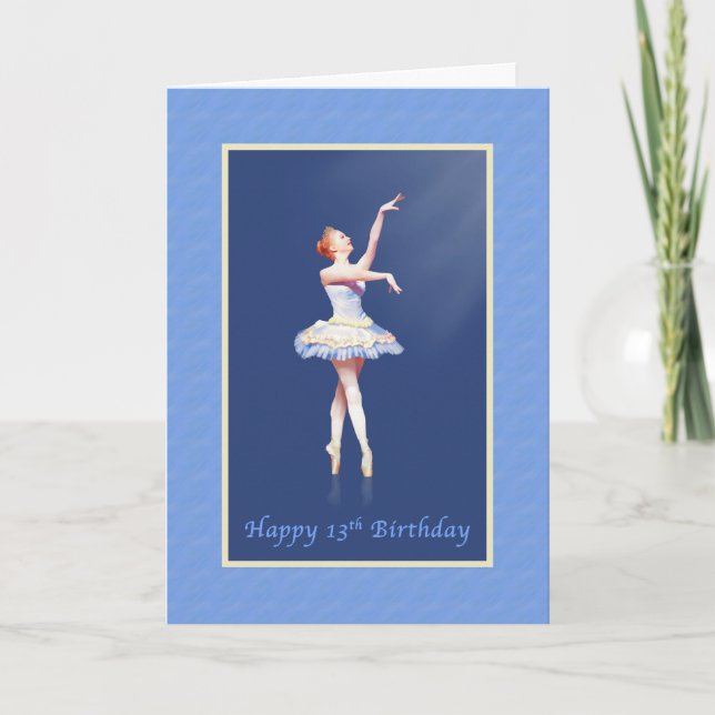 Carte Anniversaire, 13, Ballerina On Pointe en vedette (Devant)