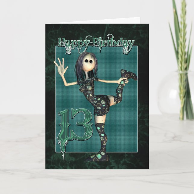 Carte anniversaire 13e avec Moonies H.I.P Rag Doll (Devant)