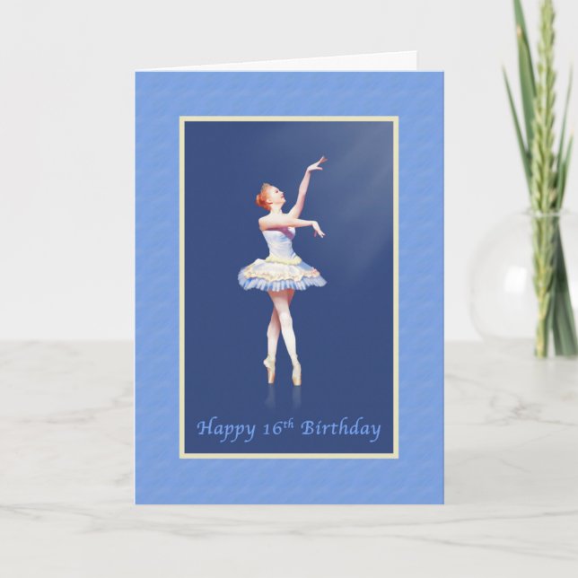 Carte Anniversaire, 16ème, ballerine sur Pointe dans le (Devant)