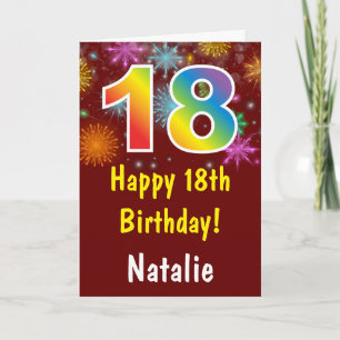 Carte Anniversaire 18 ans Feux d'artifice arc-en-ciel co