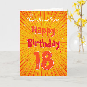 Carte Anniversaire 18 ans Fun Orange Sunburst modifiable